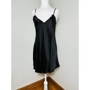 August Silk Intimate Slip Dress Womens M Black 100% Silk Dark Romantic